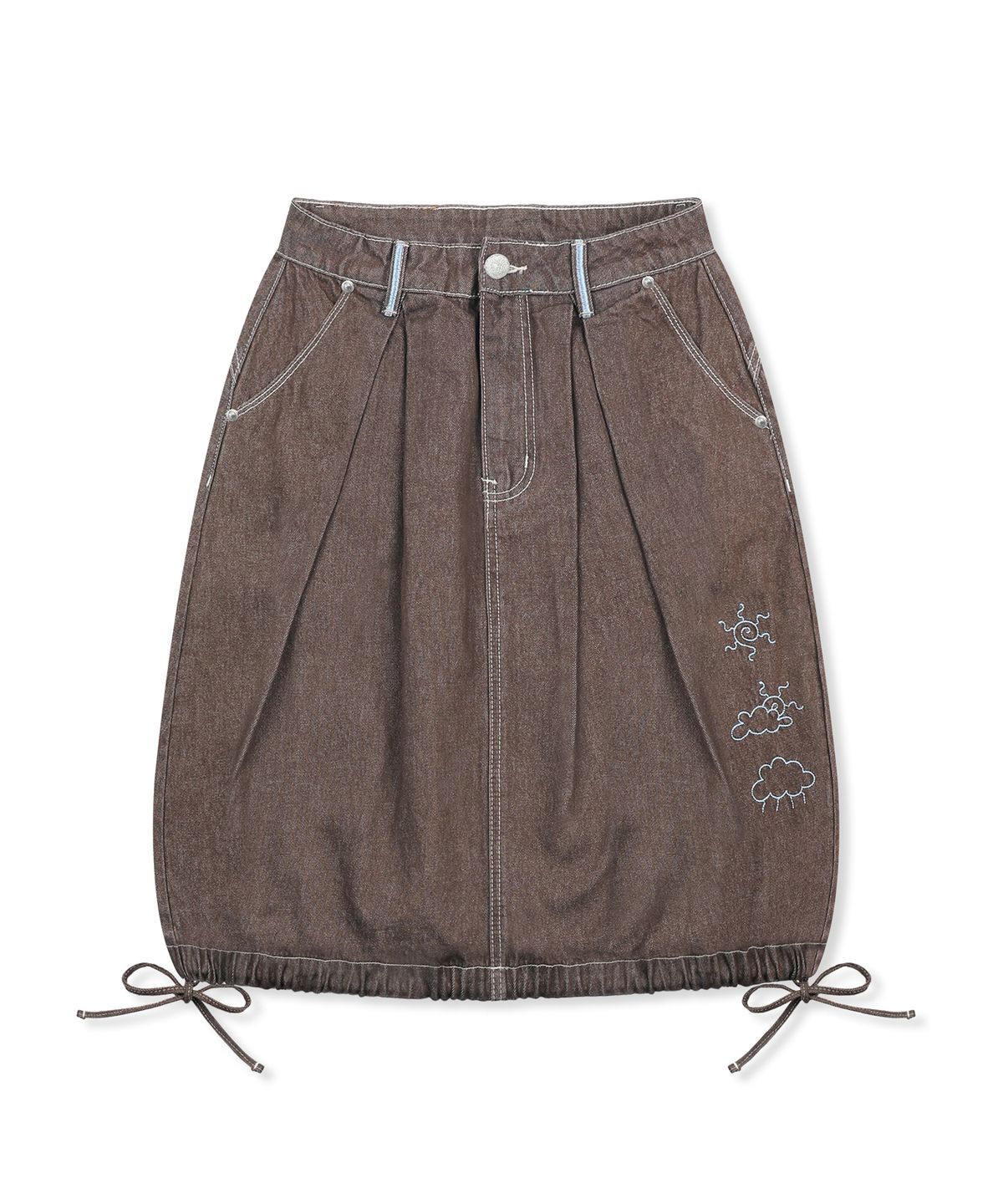 루나키후(RuNaKi'Hu') WXSK013 린고 미디 데님 스커트 (BROWN)