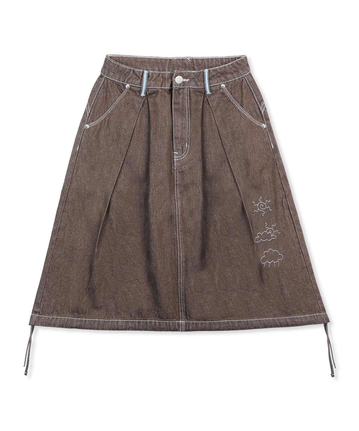 루나키후(RuNaKi'Hu') WXSK013 린고 미디 데님 스커트 (BROWN)