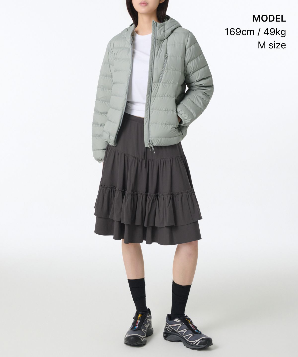 무신사 스탠다드 우먼(MUSINSA STANDARD WOMAN) [시티 레저] 우먼즈 후디드 라이트 다운 재킷 [민트 그레이]