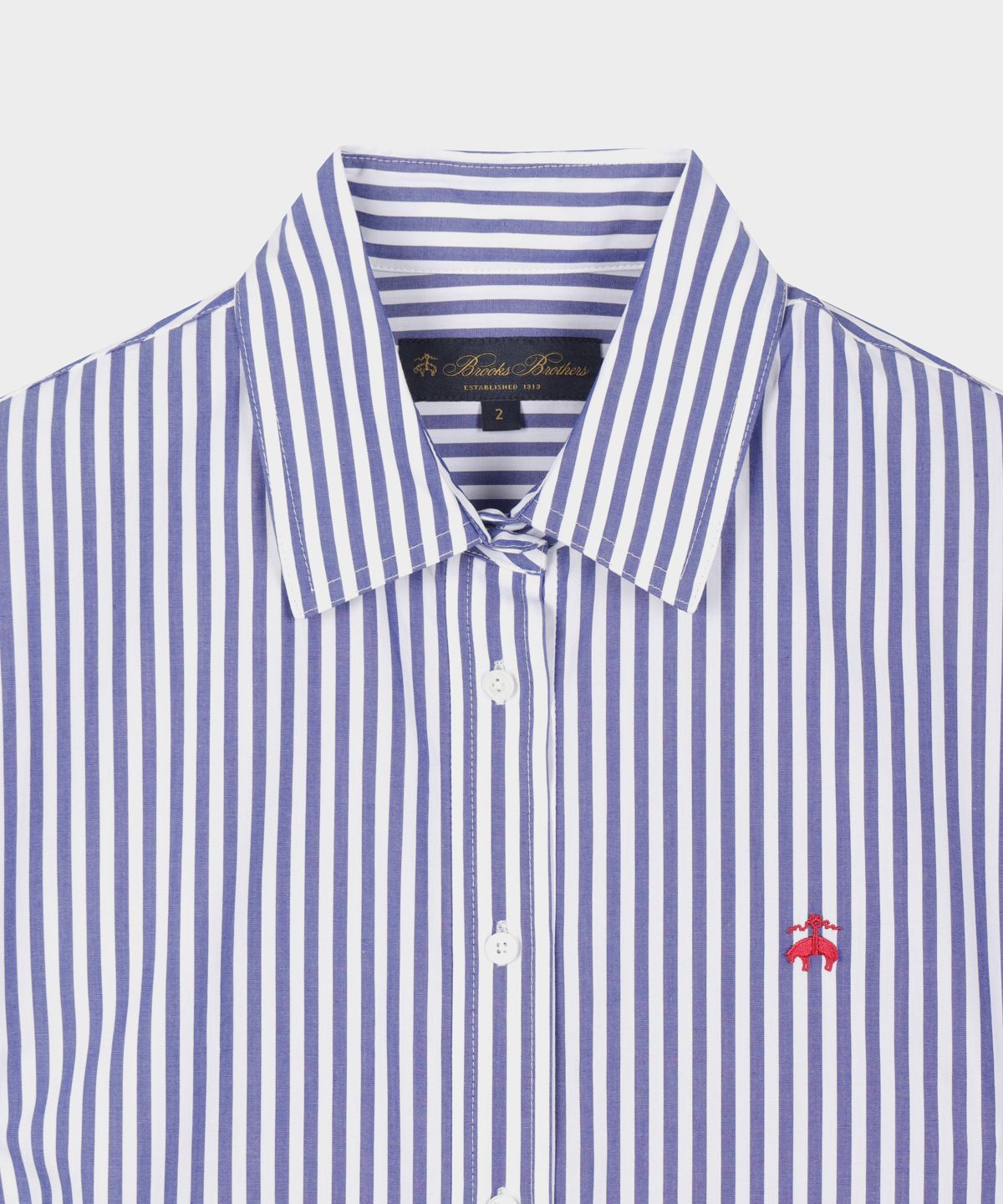 브룩스 브라더스(BROOKS BROTHERS) [여성] 벨티드 반팔 셔츠 원피스 스트라이프 (멀티) (BBDZWBG202)