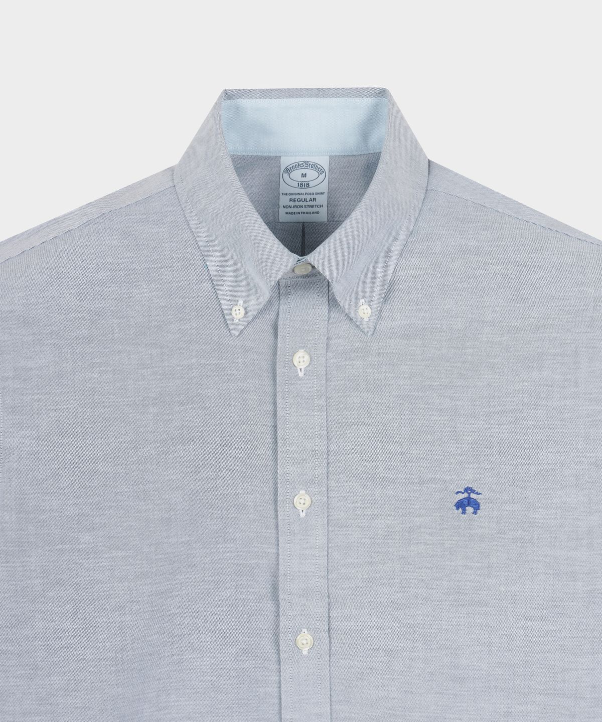 브룩스 브라더스(BROOKS BROTHERS) 논아이론 옥스포드 반팔 셔츠 (블루) (BBTPMNZ503)
