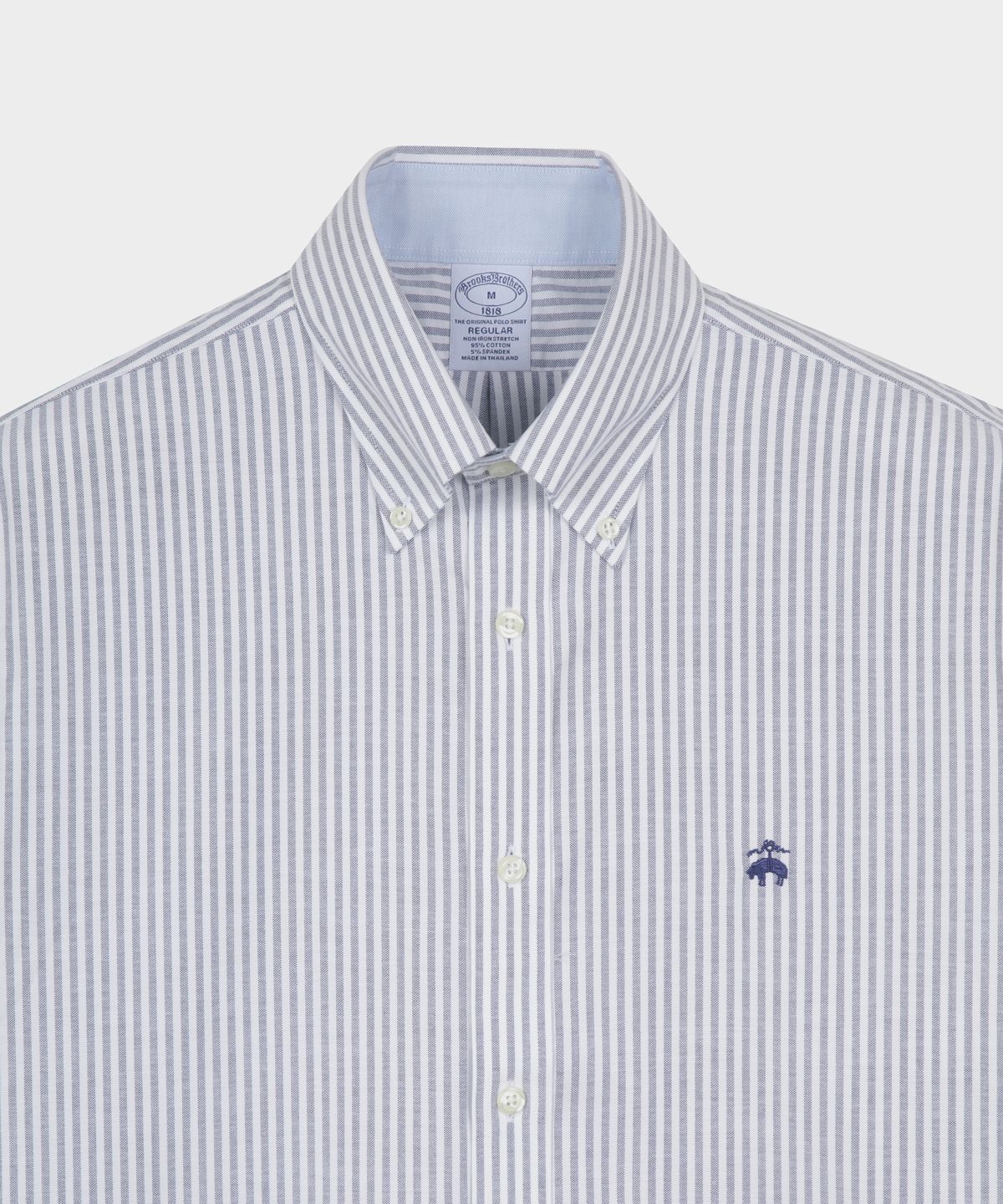브룩스 브라더스(BROOKS BROTHERS) 논아이론 옥스포드 스트라이프 반팔 셔츠 (블루) (BBTPMNZ504)