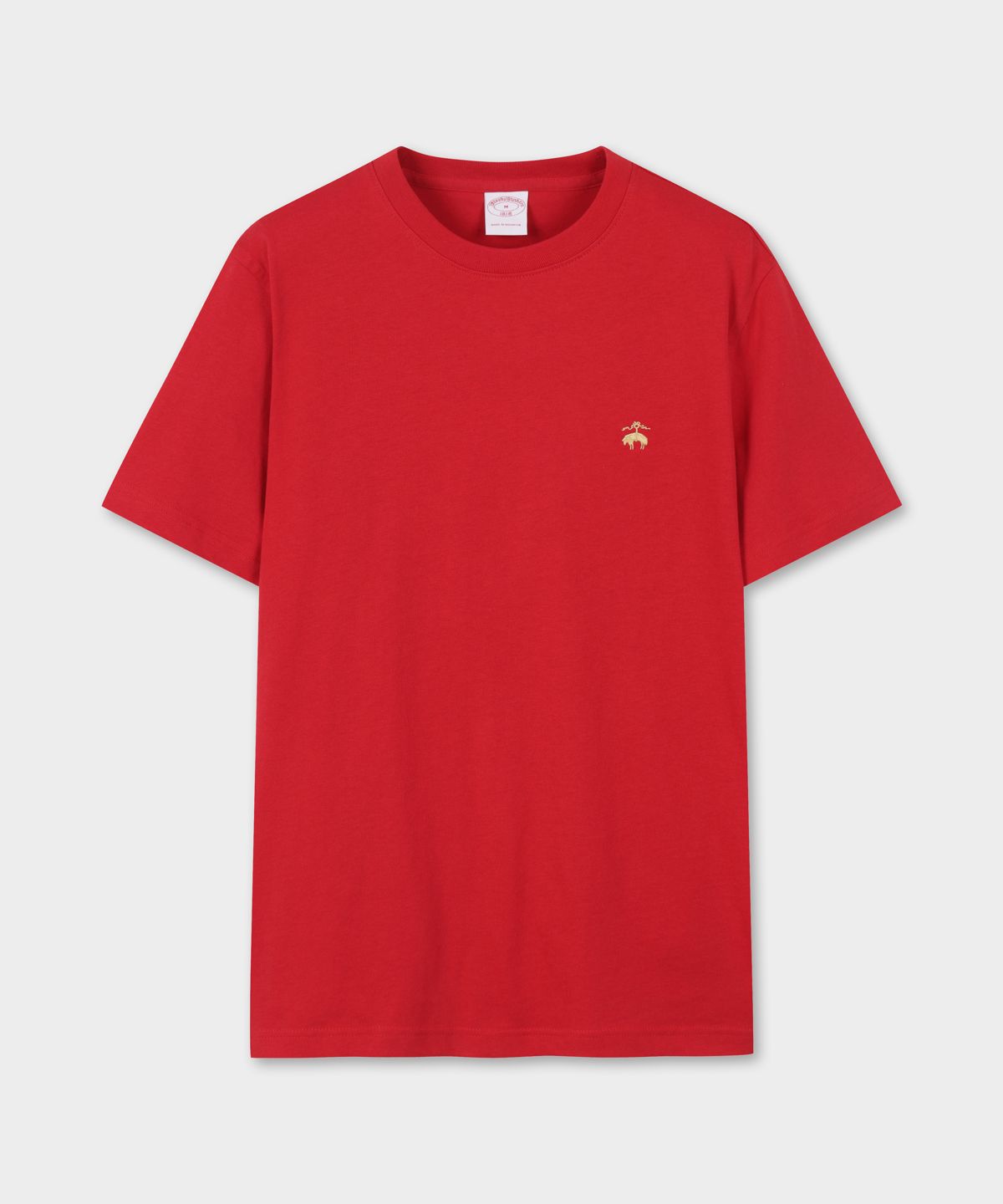 브룩스 브라더스(BROOKS BROTHERS) 코튼 골든플리스 로고 반팔 티셔츠 (레드) (BBNPMNZ201)