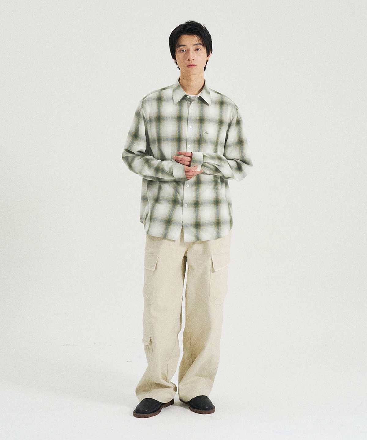 슬로우애시드(SLOWACID) 소프트 페이디드 체크 셔츠 [포레스트]