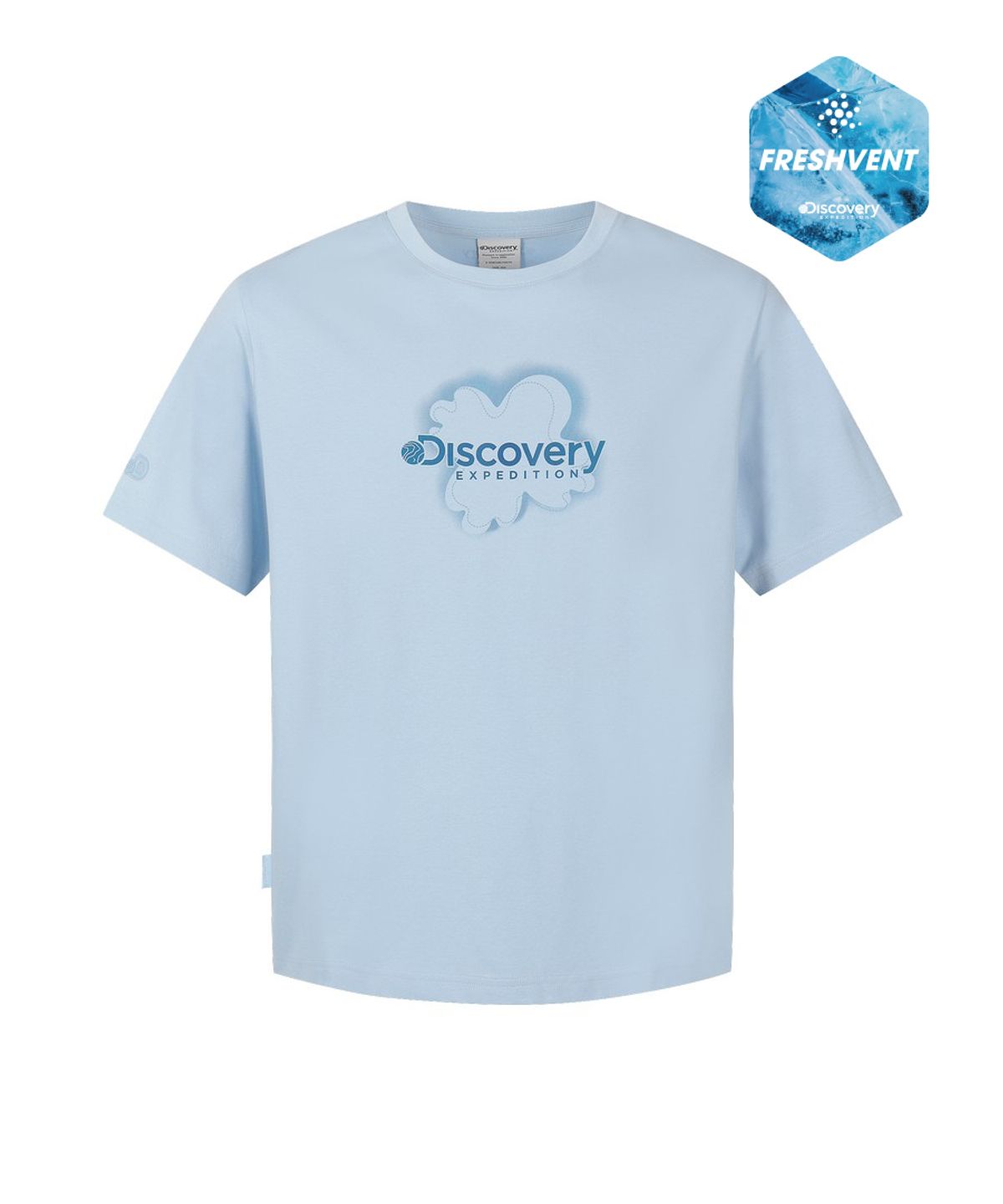 디스커버리 익스페디션(DISCOVERY EXPEDITION) 유니 프레시벤트 맵 레터링 반팔티셔츠 (L/BLUE)