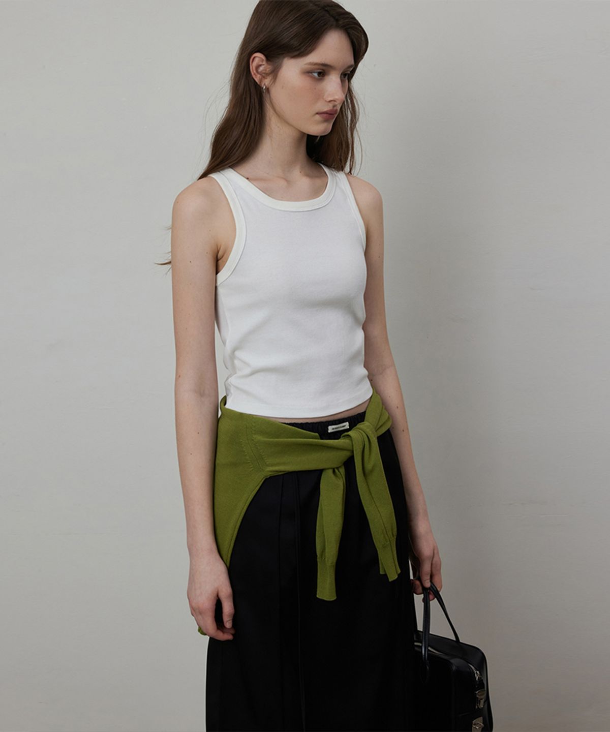 퀸스래빗(Q'SRB) Cotton Stretch Ribbed Sleeveless Top