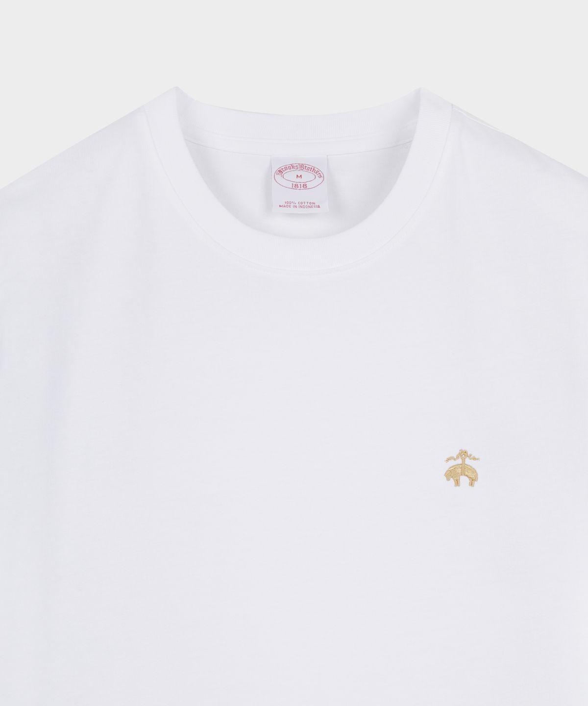 브룩스 브라더스(BROOKS BROTHERS) 코튼 골든플리스 로고 반팔 티셔츠 (화이트) (BBNPMNZ501)
