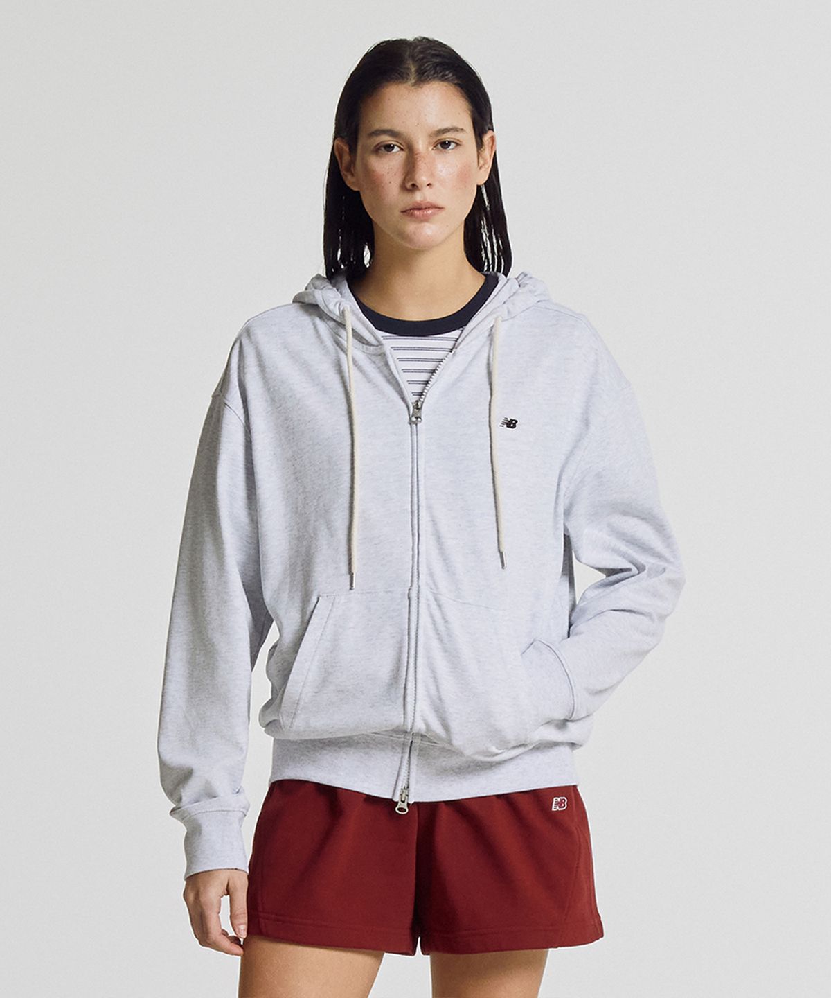 뉴발란스(NEW BALANCE) NBMDG21403 / UNI 에센셜 썸머 경량 후드집업 (LIGHT GRAY)