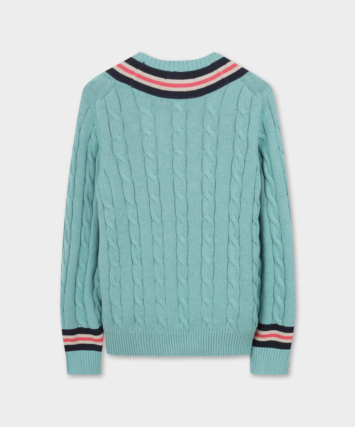 브룩스 브라더스(BROOKS BROTHERS) 테니스 브이넥 케이블 스웨터 (라이트블루) (BBWNMMG102)