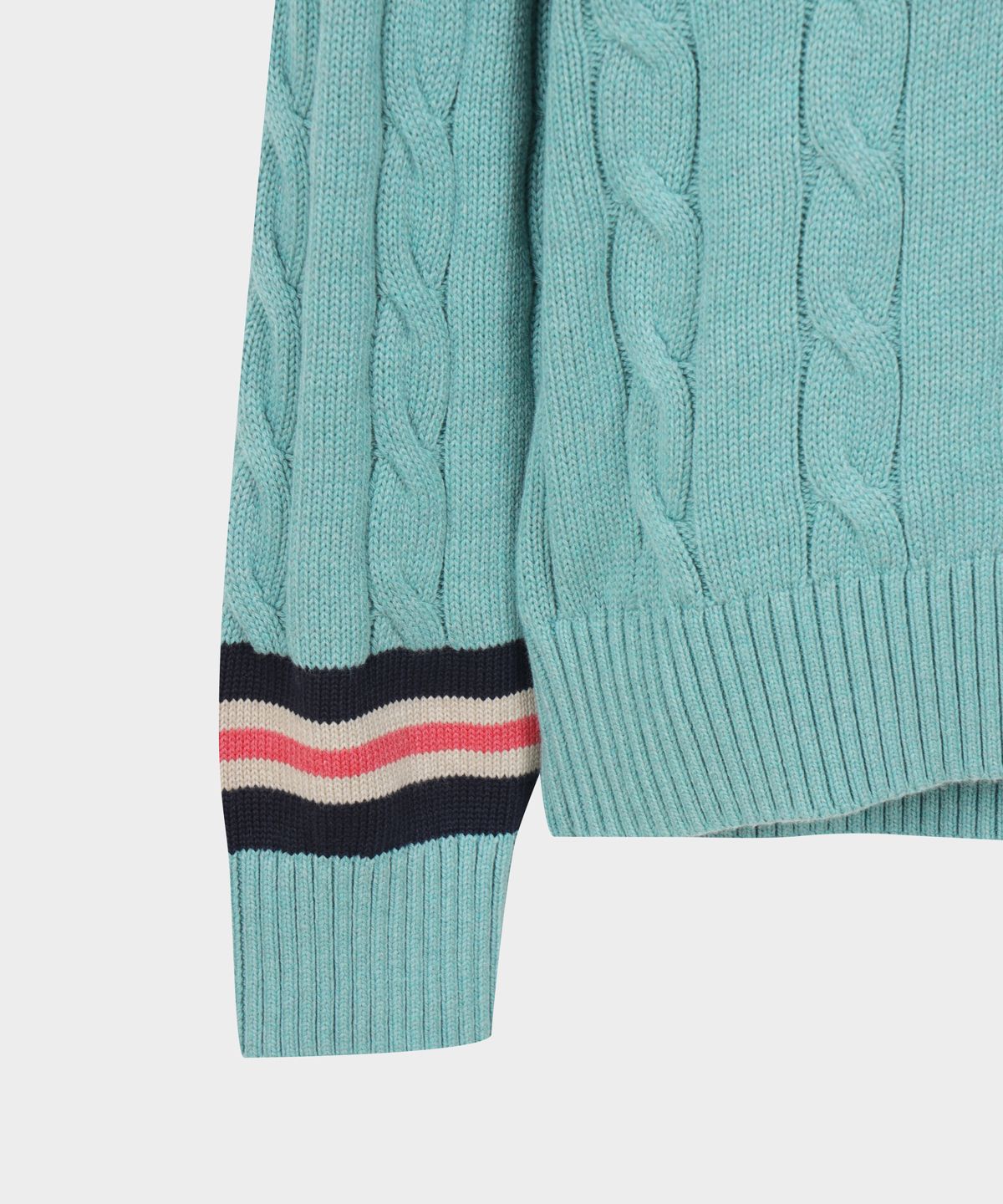 브룩스 브라더스(BROOKS BROTHERS) 테니스 브이넥 케이블 스웨터 (라이트블루) (BBWNMMG102)