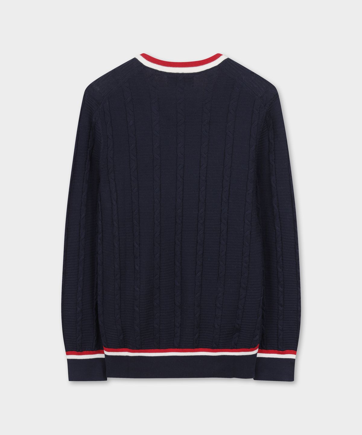 브룩스 브라더스(BROOKS BROTHERS) 테니스 브이넥 케이블 스웨터 (네이비) (BBWNMMG101)