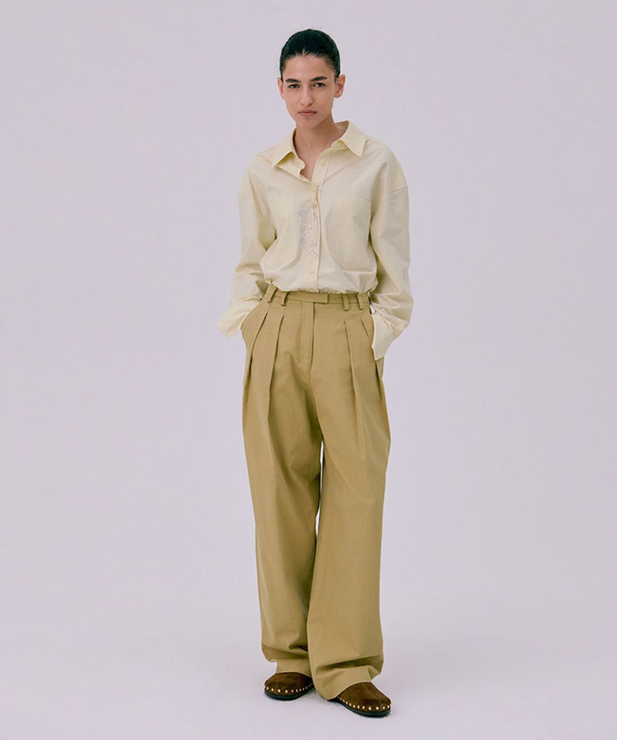 분더캄머(WNDERKAMMER) 26 Zigzag Wide Pants_Beige(26 지그재그 와이드 팬츠_베이지