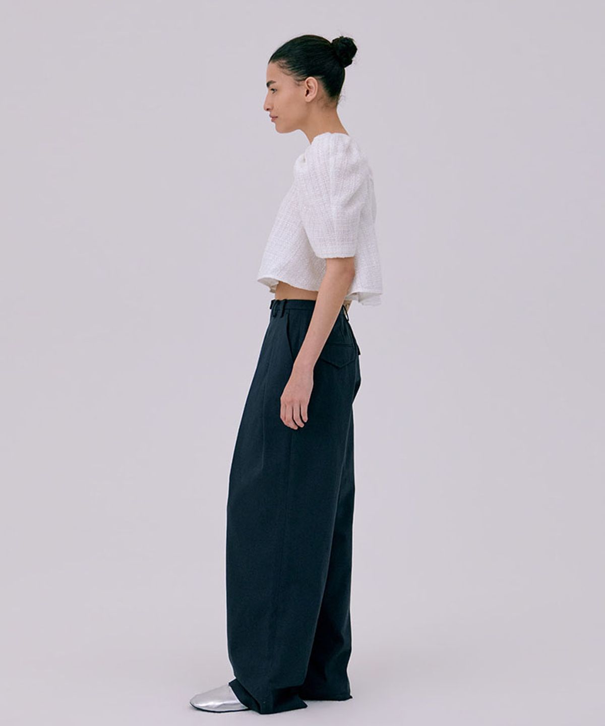 분더캄머(WNDERKAMMER) 26 Zigzag Wide Pants_Navy(26 지그재그 와이드 팬츠_네이비