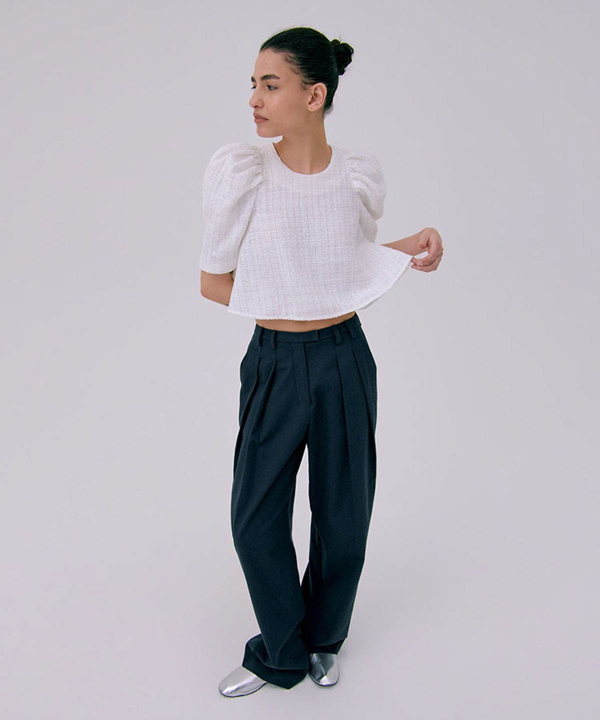 분더캄머(WNDERKAMMER) 26 Zigzag Wide Pants_Navy(26 지그재그 와이드 팬츠_네이비