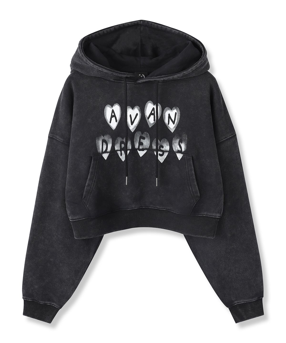 어반드레스(AVANDRESS) Ripple Heart Panel Hoody SALT BLACK