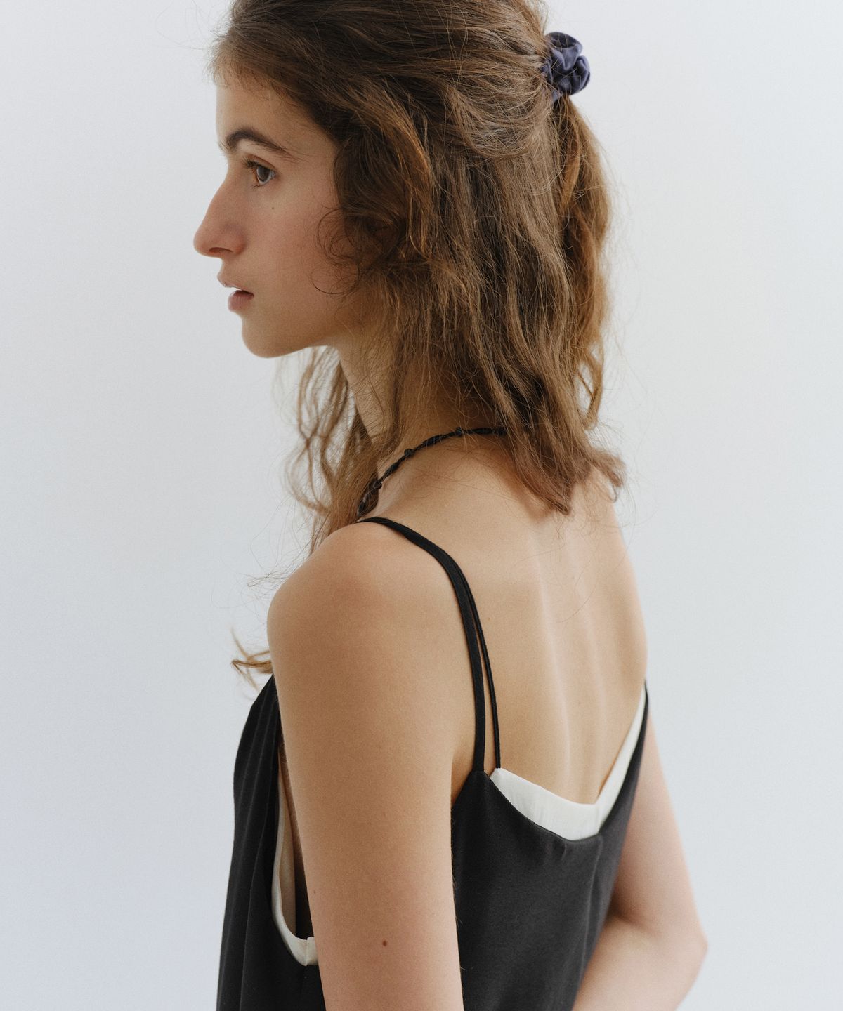 유라고(URAGO) Layer sleeveless shirring dress