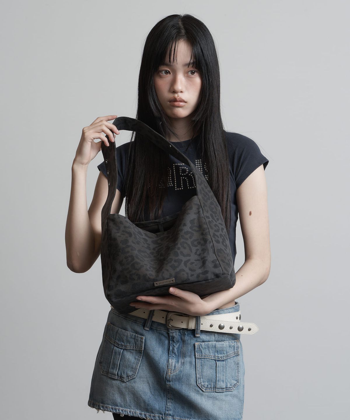 피넛루프(PEANUT LOOP) Leopard Organizer Bag Charcoal