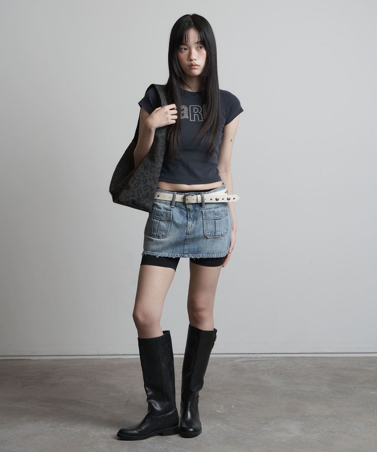 피넛루프(PEANUT LOOP) Leopard Organizer Bag Charcoal