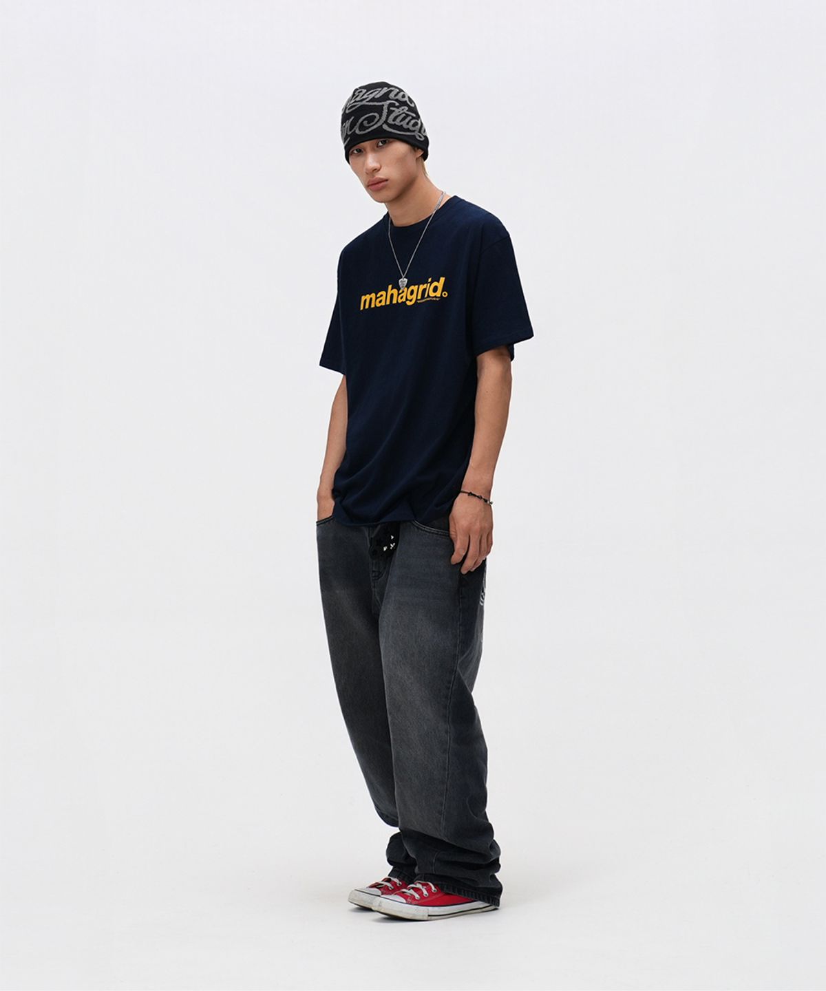 마하그리드(MAHAGRID) BASIC LOGO TEE NAVY(MG2CMMT502A)