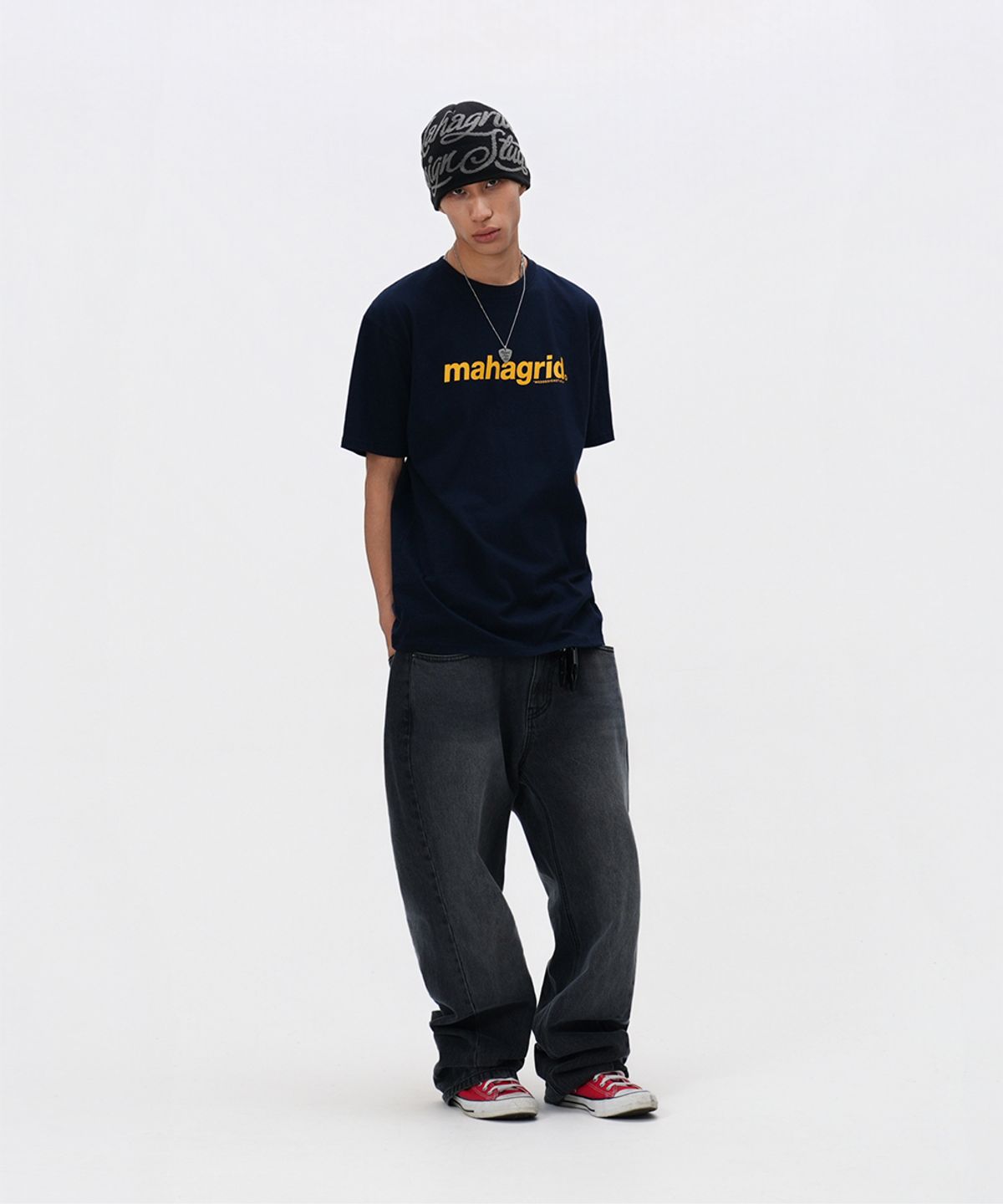 마하그리드(MAHAGRID) BASIC LOGO TEE NAVY(MG2CMMT502A)