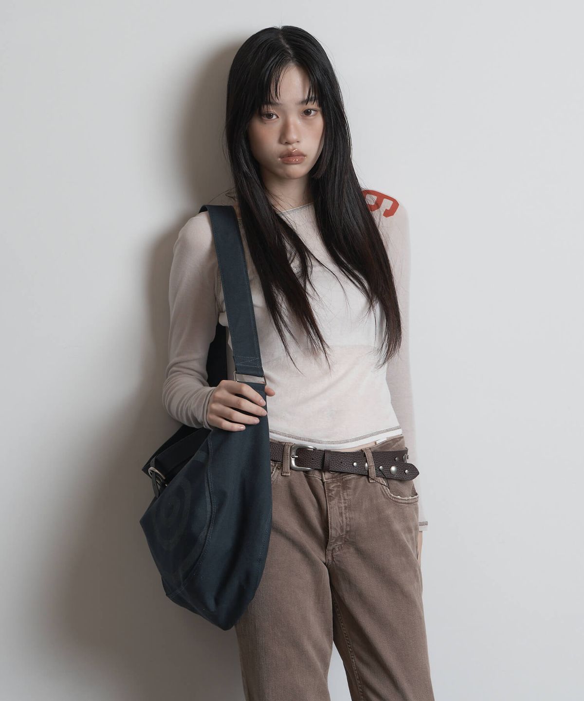 피넛루프(PEANUT LOOP) Spiral Canvas cross bag Navy