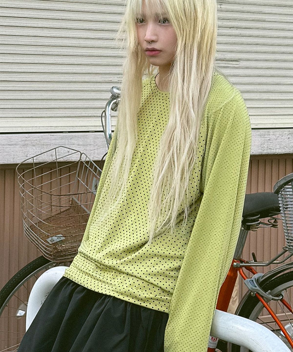 쿠키시(KOOKEESEE) 캔디 도트 나그랑 티 (연두)
