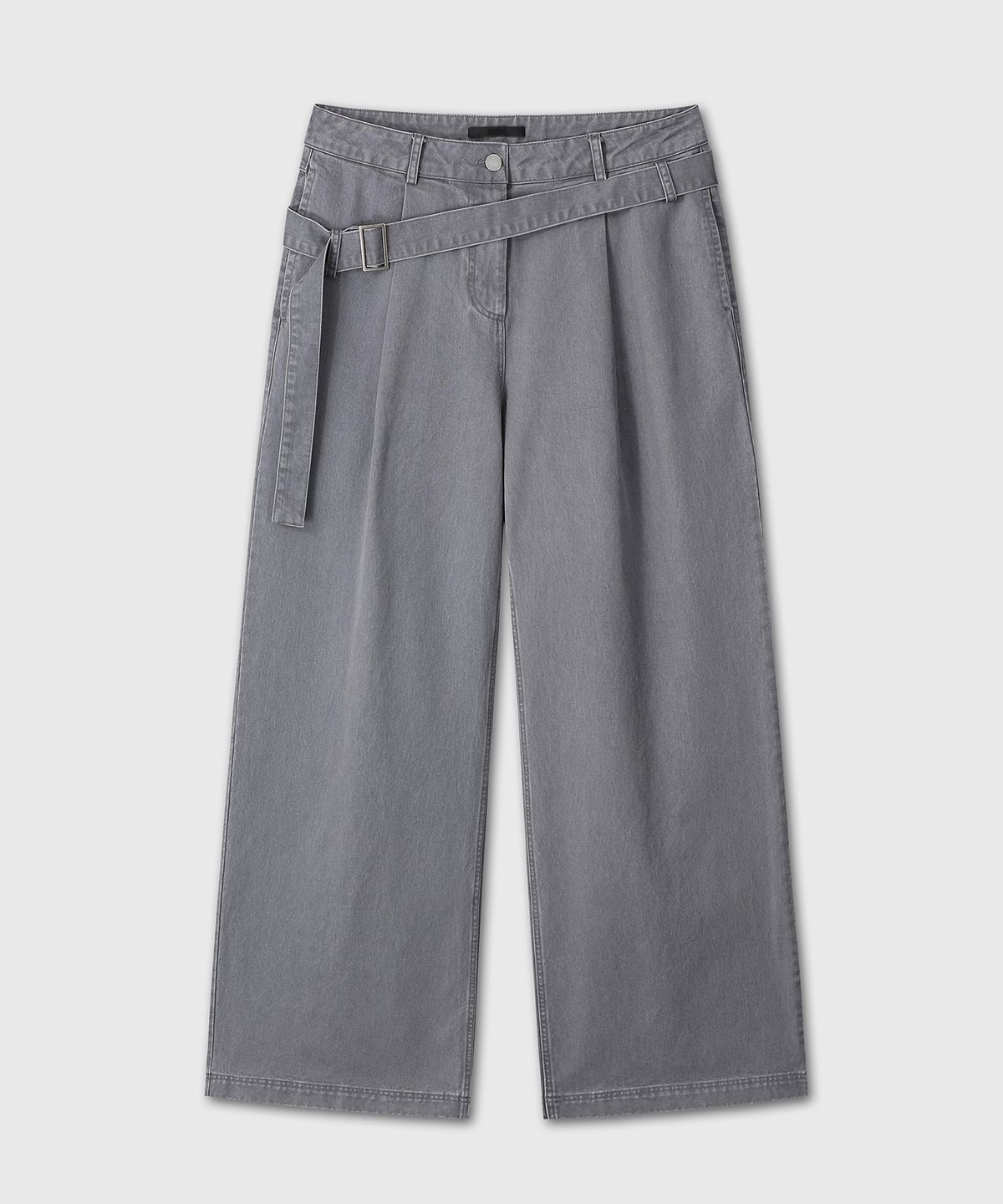 다이브인 우먼(DIVEIN WOMEN) BELTED FLARE WASHING PANTS (GRAY)