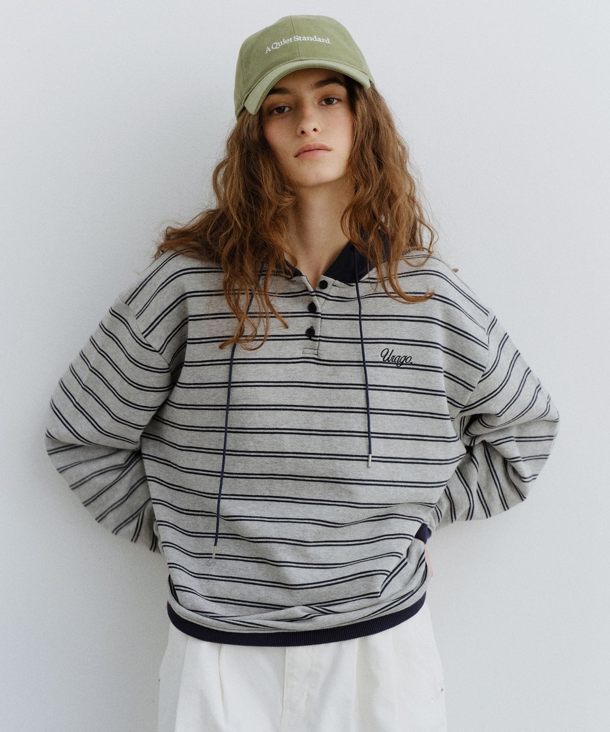 유라고(URAGO) Stripe logo hoodie anorak