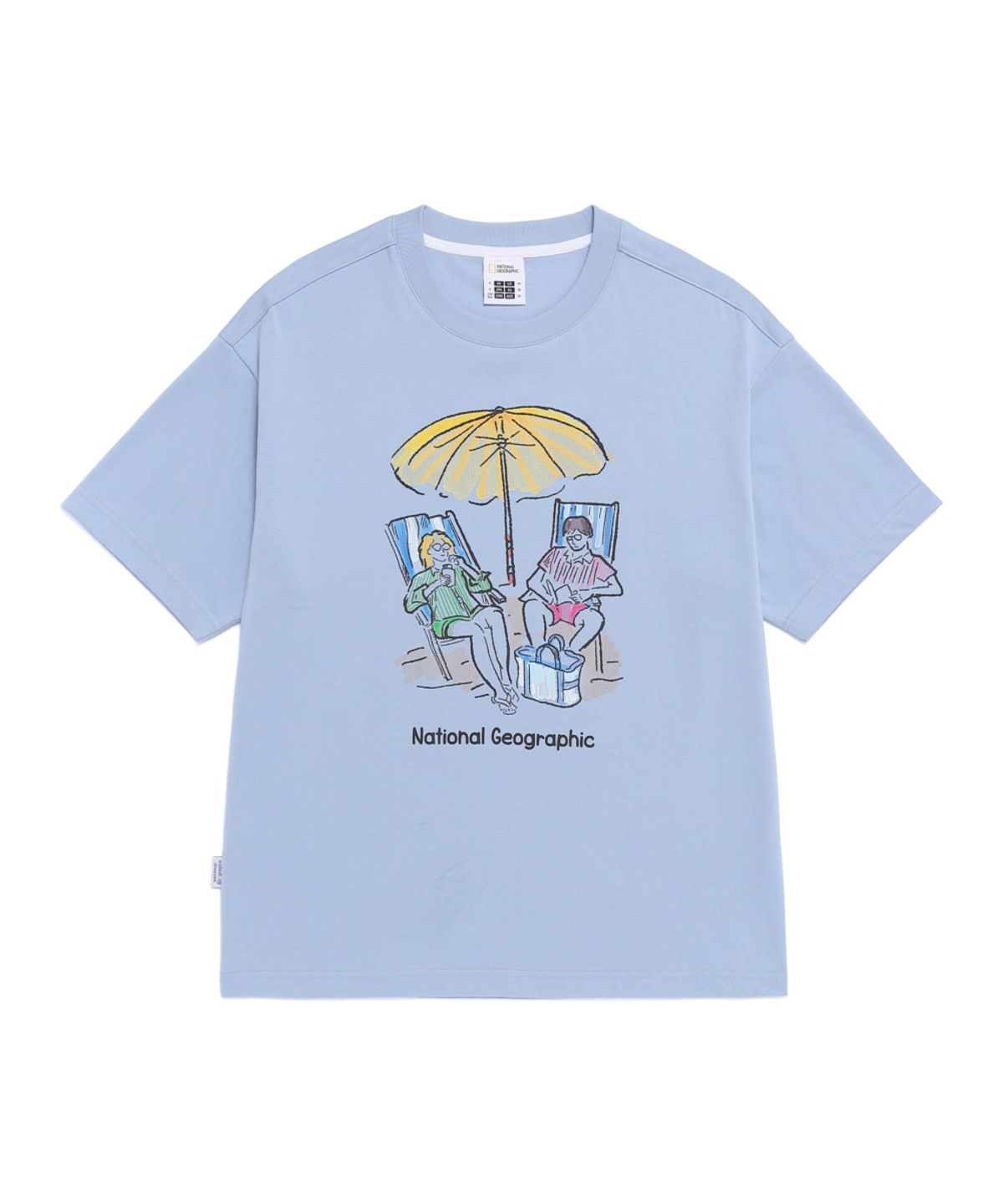 내셔널지오그래픽(NATIONALGEOGRAPHIC) N262UTS908 바캉스 그래픽 세미오버핏 반팔 티셔츠 STORM BLUE