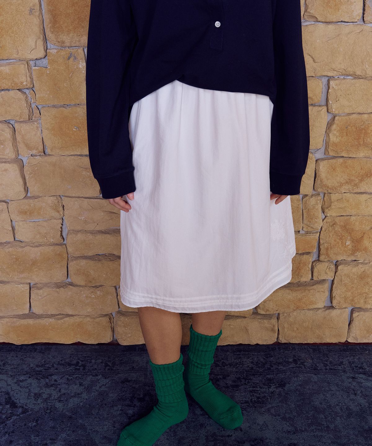 프리터(FRITUR) Pintuck Embroidered Skirt White_F261SK04