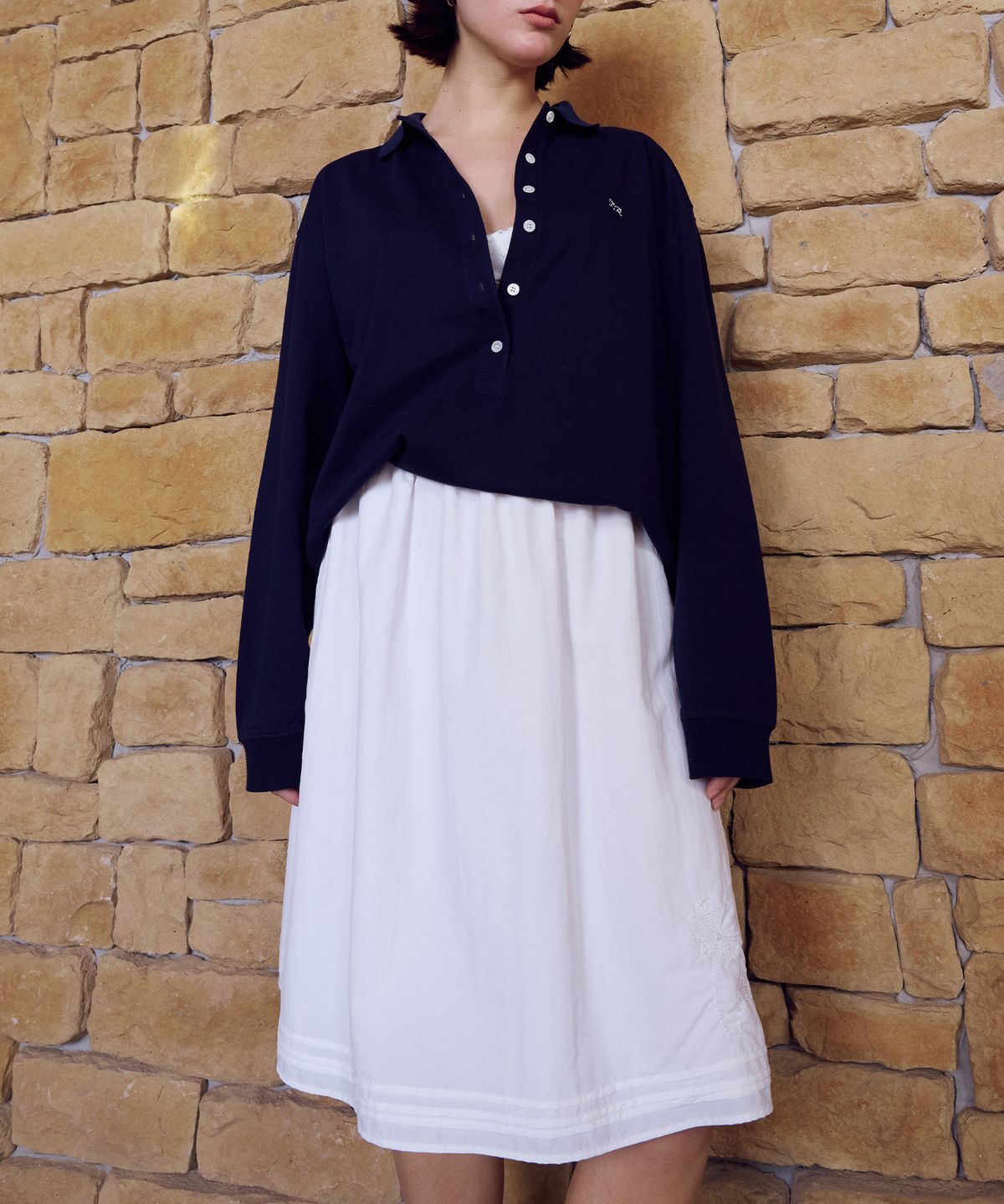 프리터(FRITUR) Pintuck Embroidered Skirt White_F261SK04