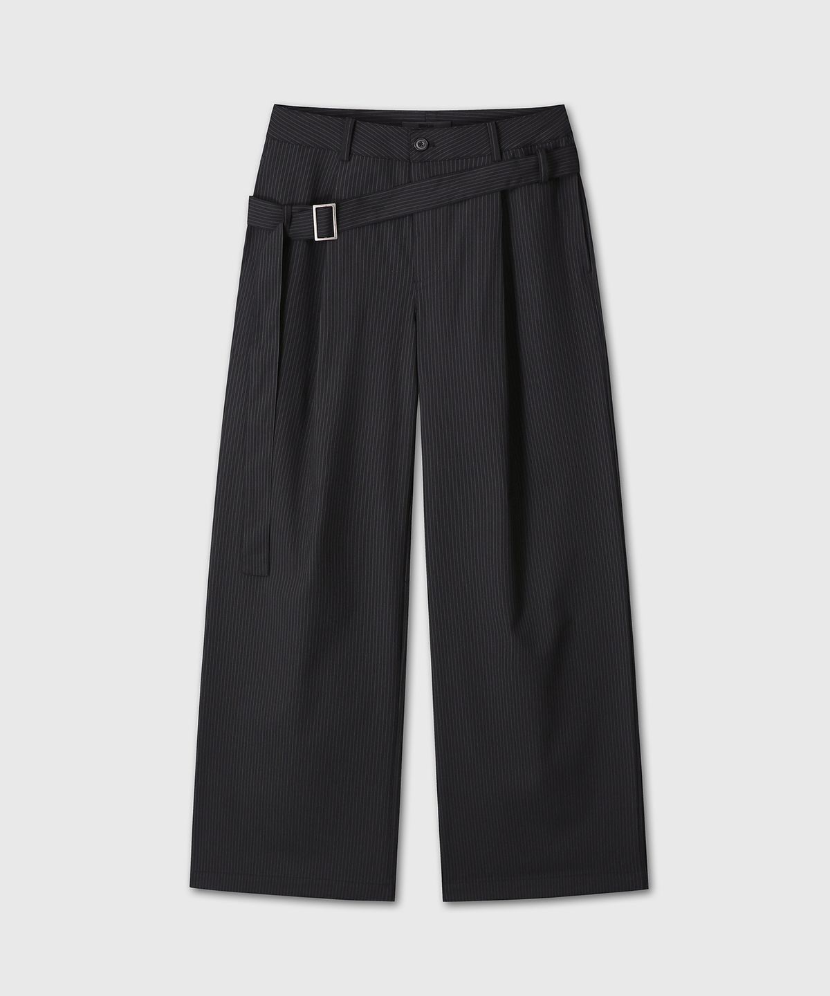 다이브인 우먼(DIVEIN WOMEN) BELTED FLARE STRIPE PANTS (BLACK)