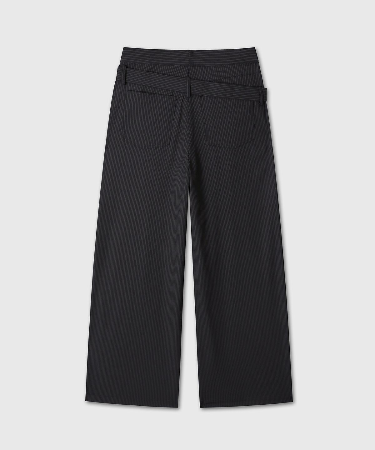 다이브인 우먼(DIVEIN WOMEN) BELTED FLARE STRIPE PANTS (BLACK)