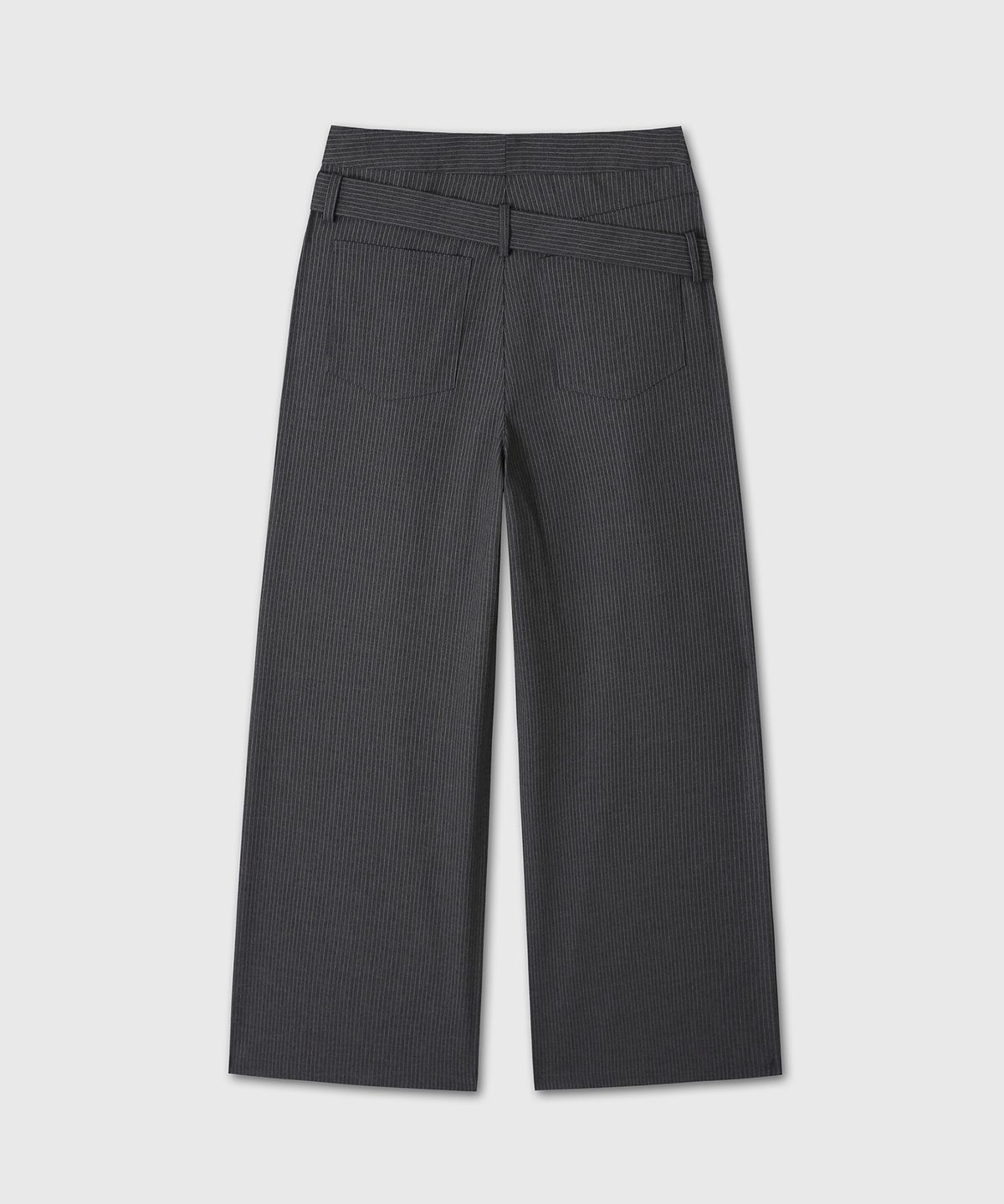 다이브인 우먼(DIVEIN WOMEN) BELTED FLARE STRIPE PANTS (CHARCOAL)