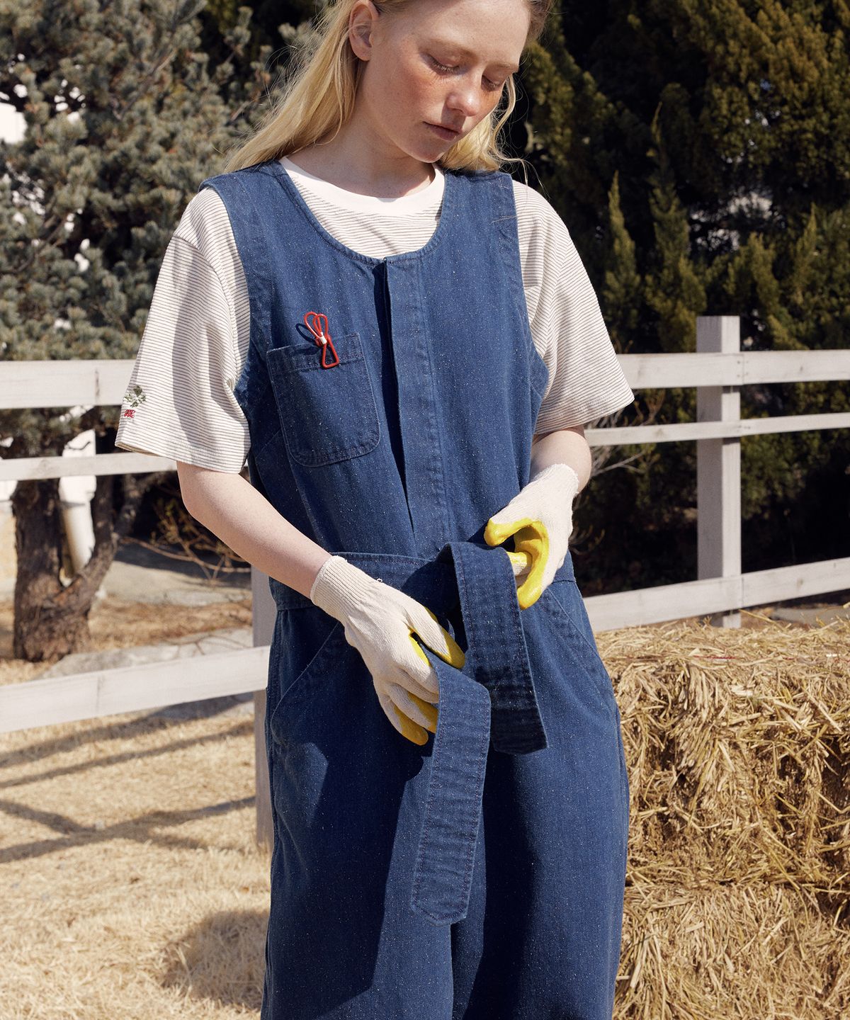 프리터(FRITUR) Belted overalls Blue_F261JU01
