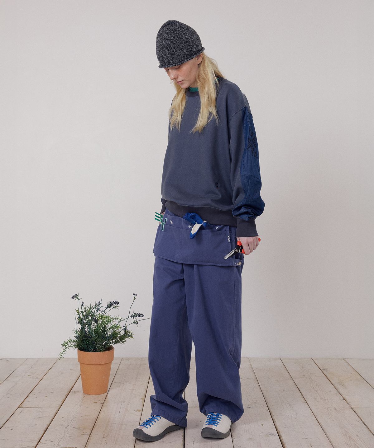 프리터(FRITUR) Patchwork Denim Sweatshirt Navy_F261TS06