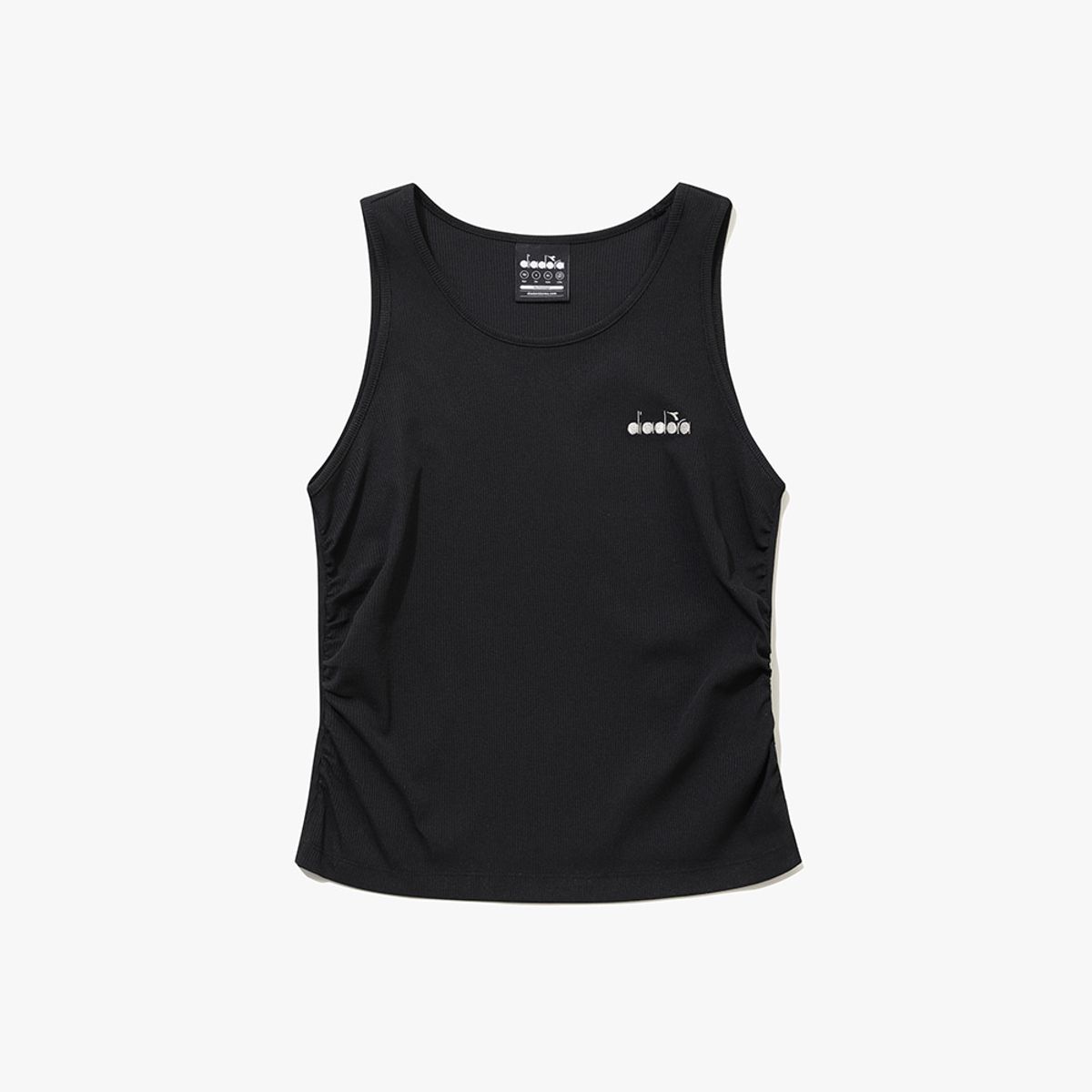 디아도라(diadora) 골지 셔링 슬리브리스 우먼 BLACK