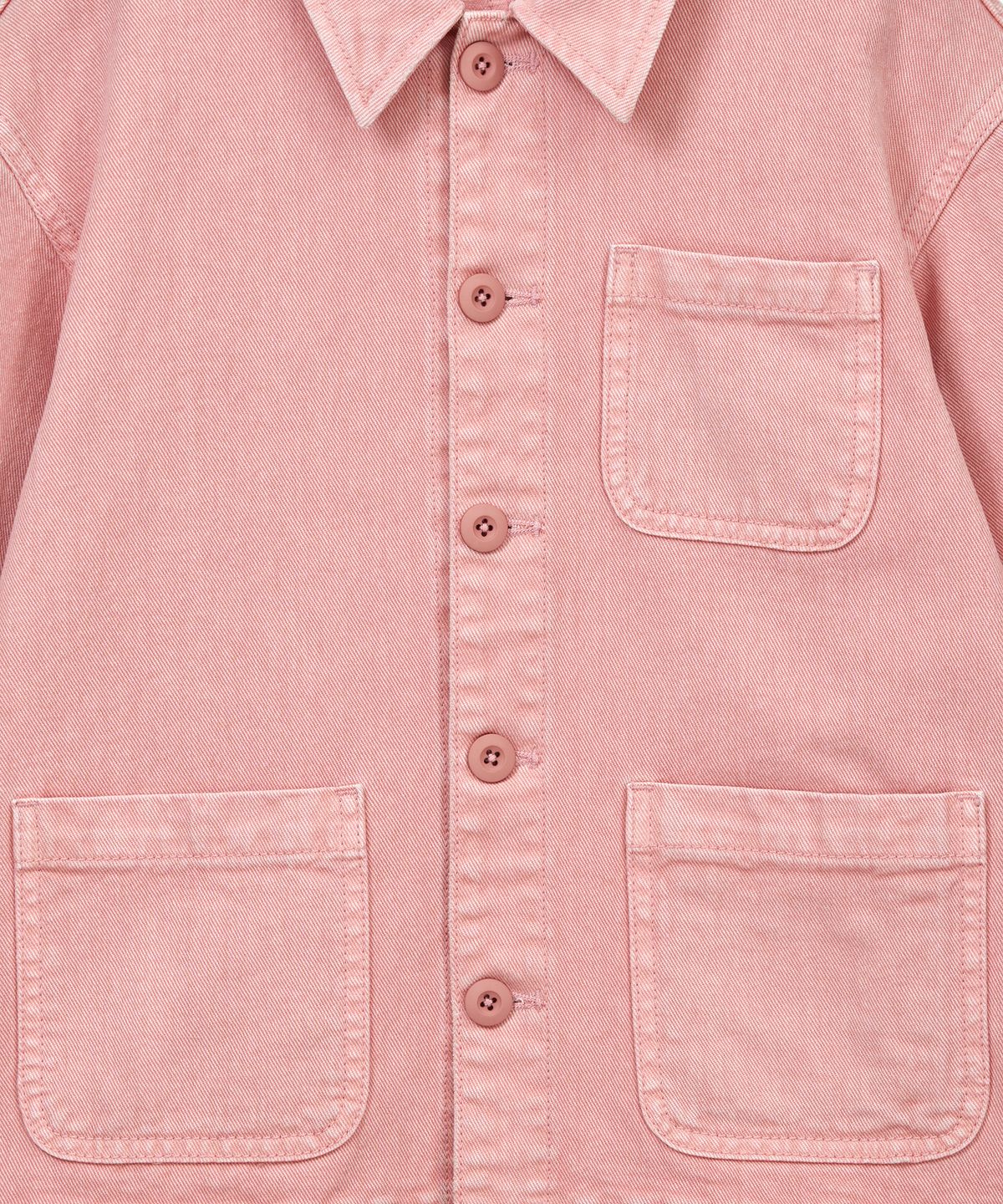 무신사 스탠다드 키즈(MUSINSA STANDARD KIDS) 피그먼트 데님 초어 재킷 & 피그먼트 와이드 데님 팬츠 셋업 [코랄]