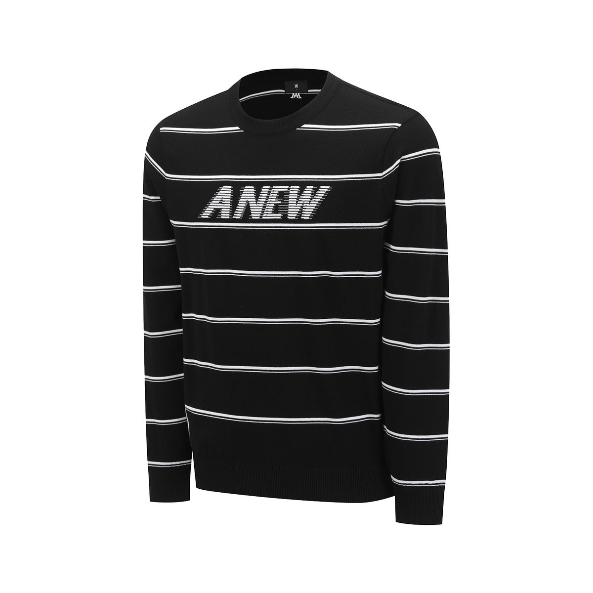 어뉴골프(ANEW GOLF) MEN STRIPE ROUND SWEATER_BK