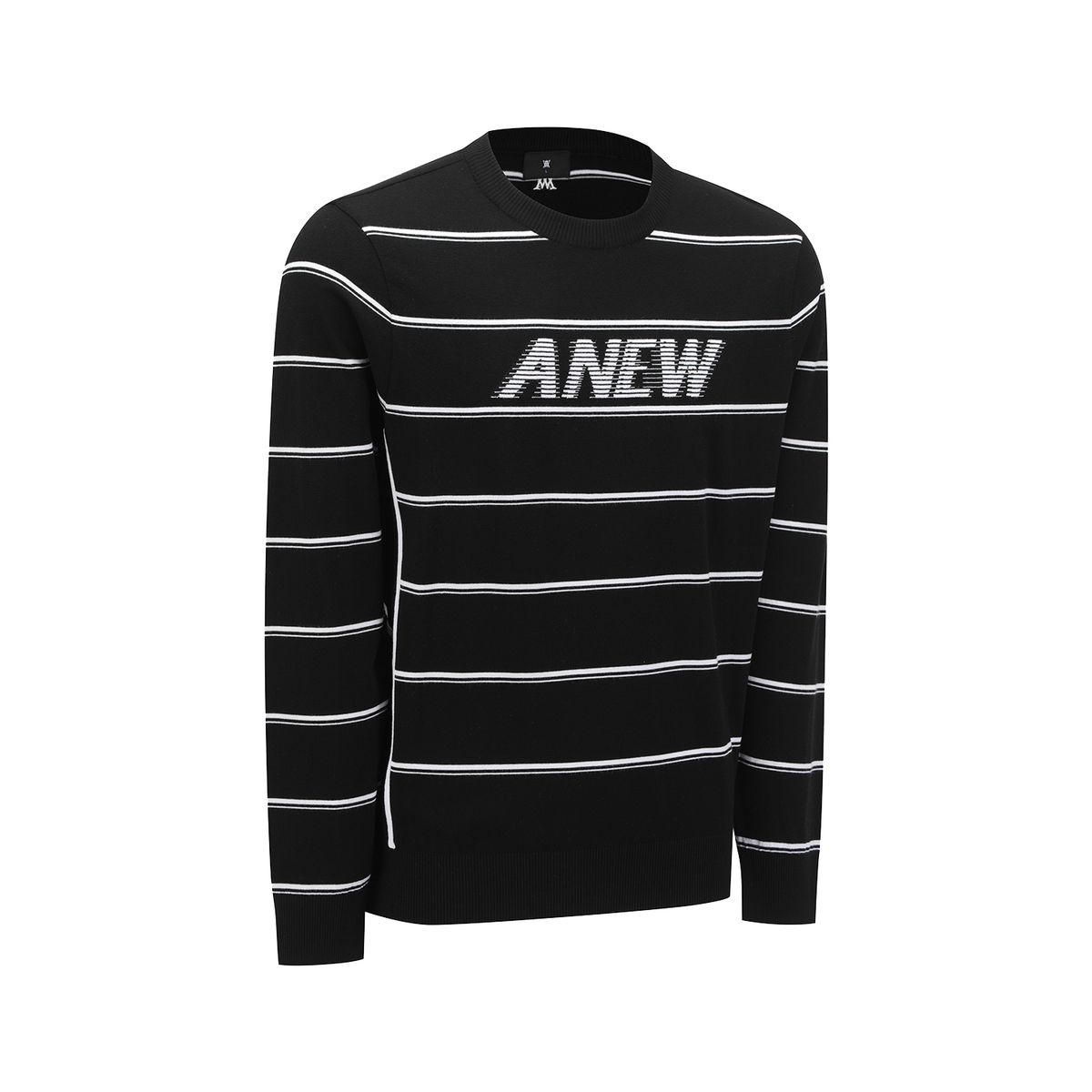 어뉴골프(ANEW GOLF) MEN STRIPE ROUND SWEATER_BK