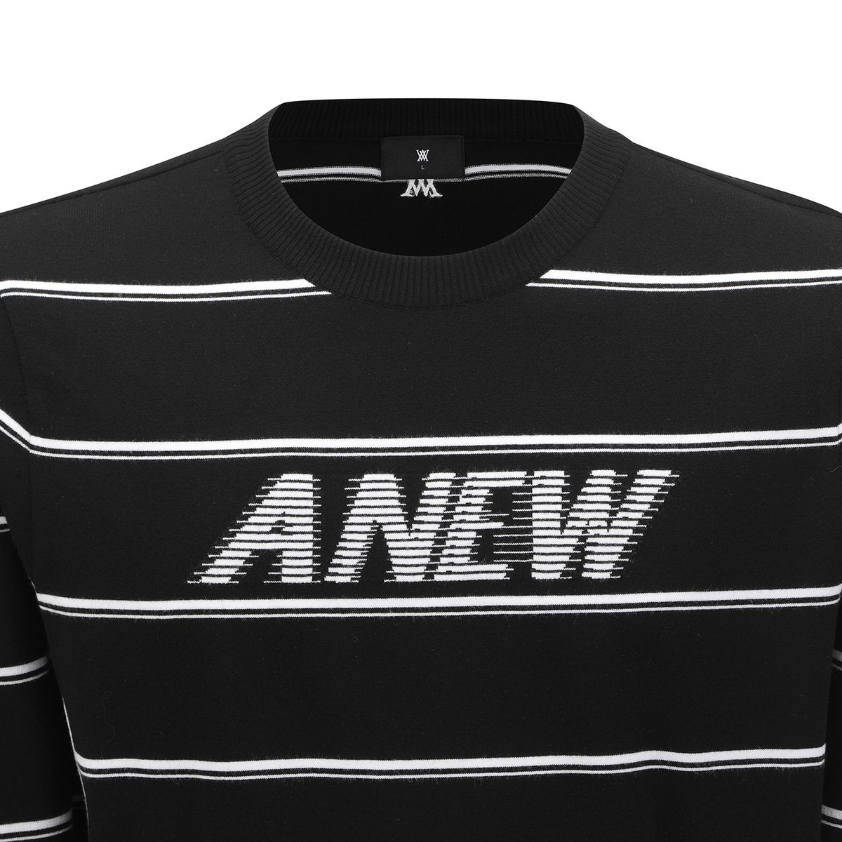 어뉴골프(ANEW GOLF) MEN STRIPE ROUND SWEATER_BK