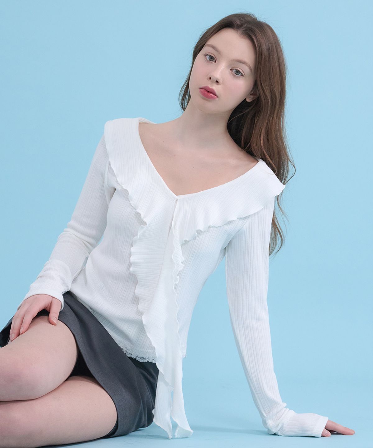 미케네(MICANE) 샤라즈 프릴 레이스 티