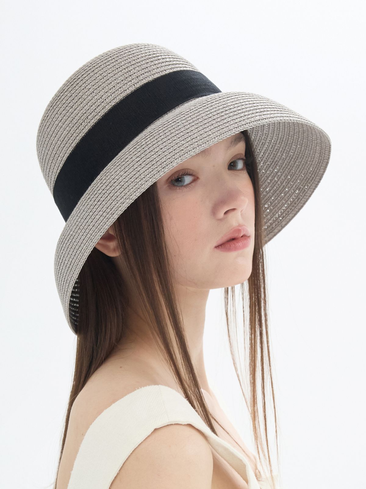 브라운햇(BROWNHAT) 릴리 와이드 브레이드 햇