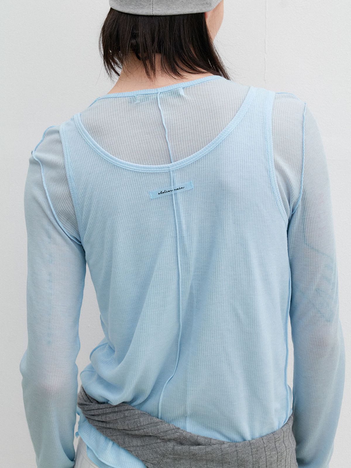 아틀리에 나인(ATELIER NAIN) AN INTERLOCK RIBBED SLIM SET-UP TEE S (T-7165)