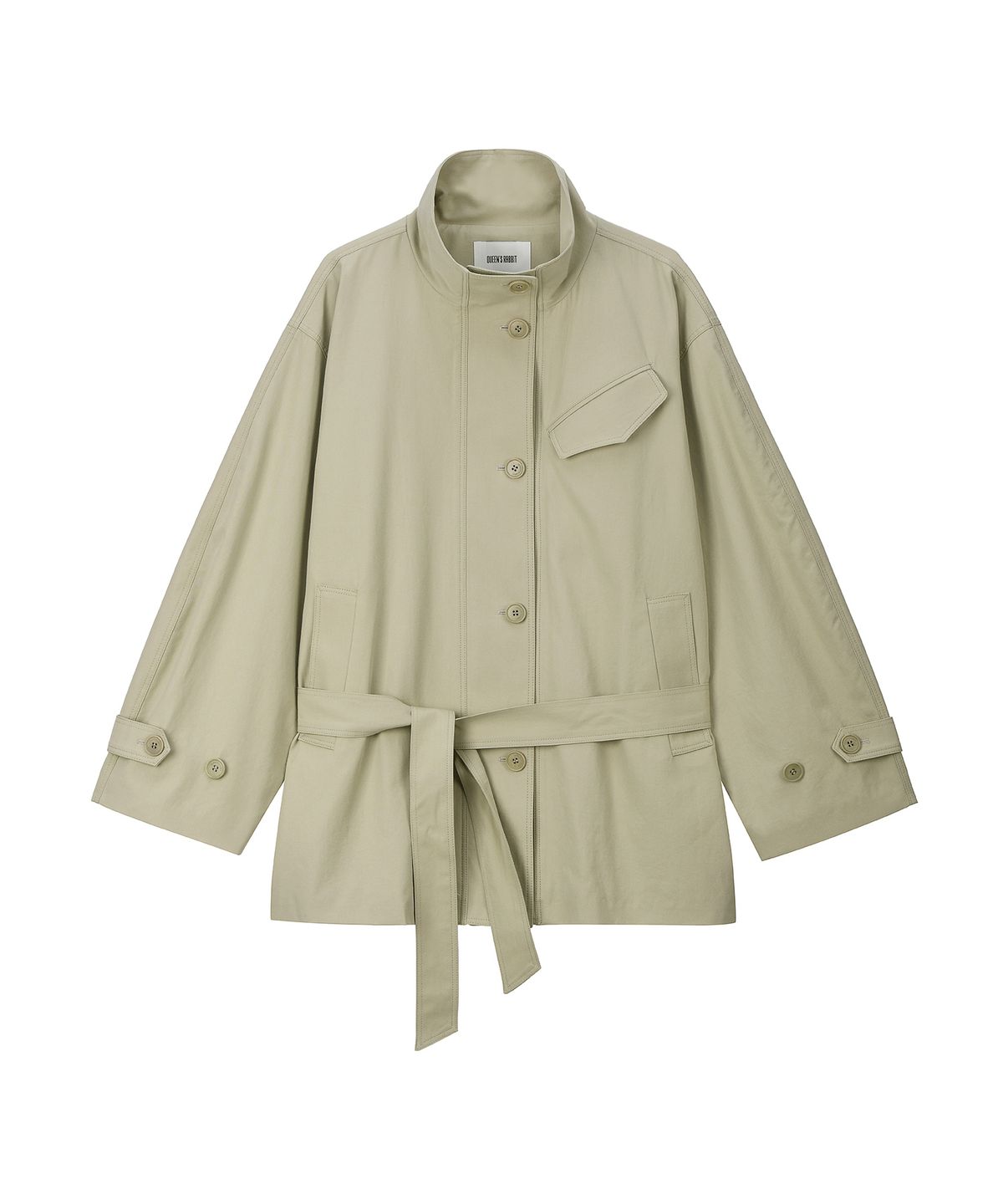 퀸스래빗(Q'SRB) Nocturne High-Neck Cotton Half Trench Jacket