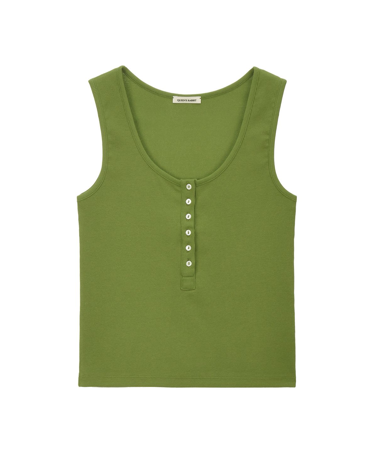 퀸스래빗(Q'SRB) Fine Ribbed Button Sleeveless Top