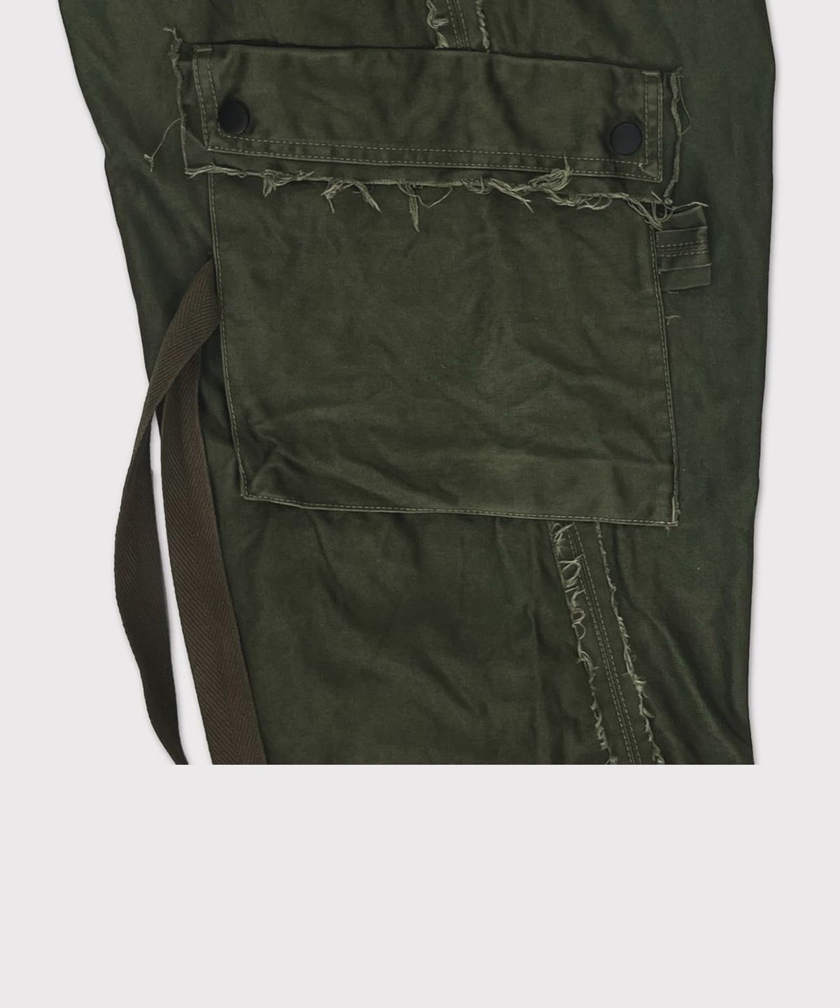 마이너스(MINUS) Slash Seam Twist Cargo Pants(PIGMENT DYED MOLESKIN) - OLIVE