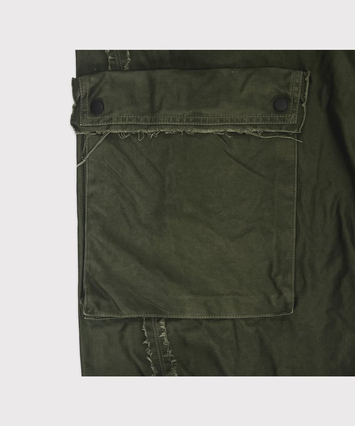 마이너스(MINUS) Slash Seam Twist Cargo Pants(PIGMENT DYED MOLESKIN) - OLIVE