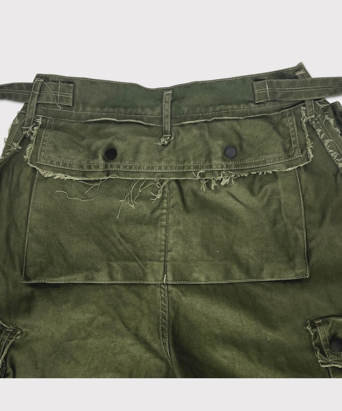마이너스(MINUS) Slash Seam Twist Cargo Pants(PIGMENT DYED MOLESKIN) - OLIVE