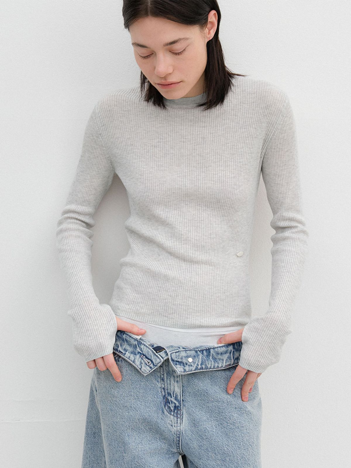 아틀리에 나인(ATELIER NAIN) AN SHEER FRESH RIBBED SLIM KNIT (T-7190)